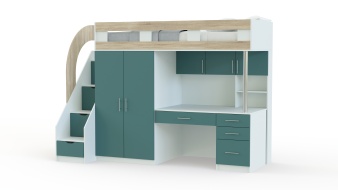 Кровать-чердак с рабочей зоной Мираж 5 BMS по индивидуальным размерам