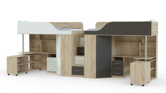 Кровать-чердак с рабочей зоной Мираж 17  BMS по индивидуальным размерам