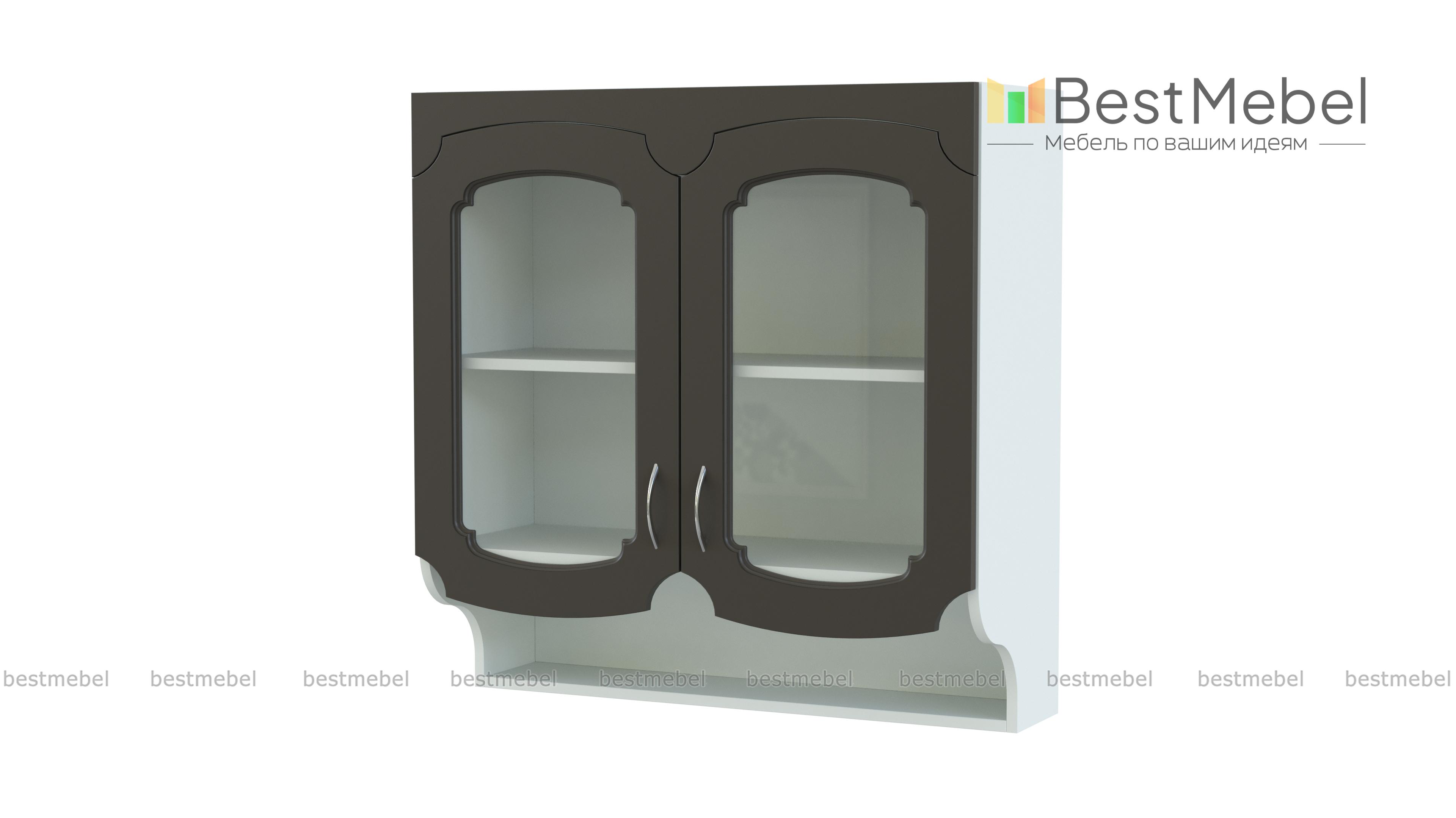 Эмилия шкаф-витрина фигурный с полками BMS - Фото