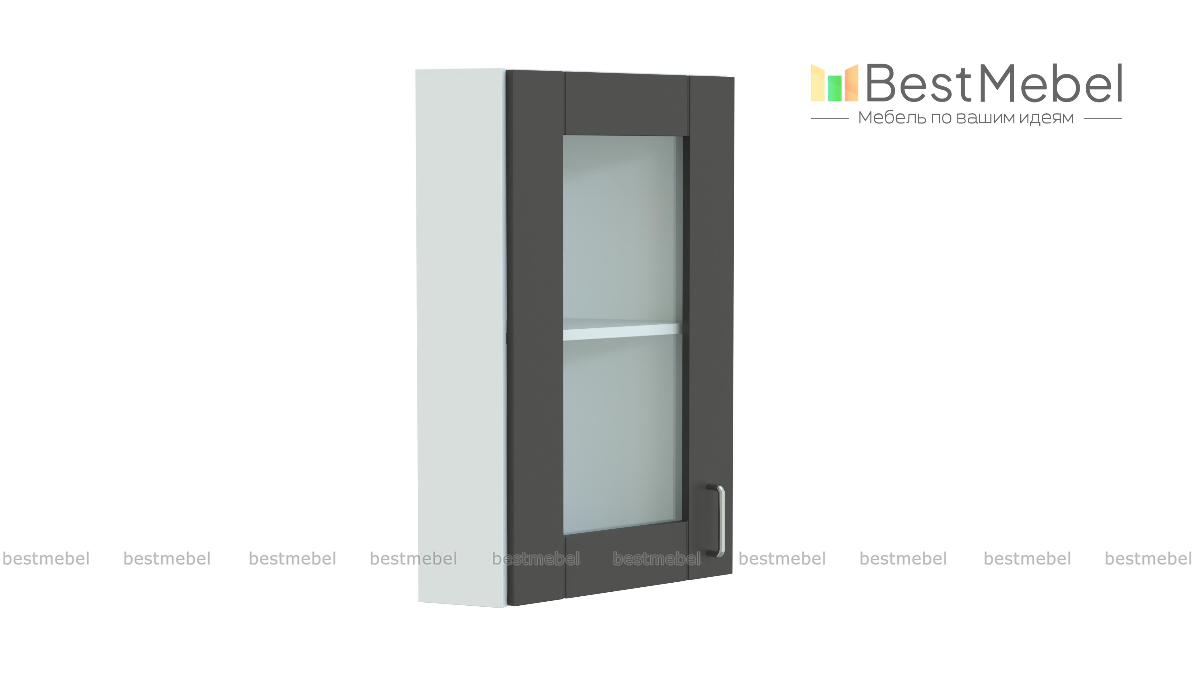 Шкаф верхний торцевой остекленный Лофт BMS - Фото