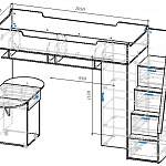 Чертеж Детская кровать Ульяна МДФ BMS