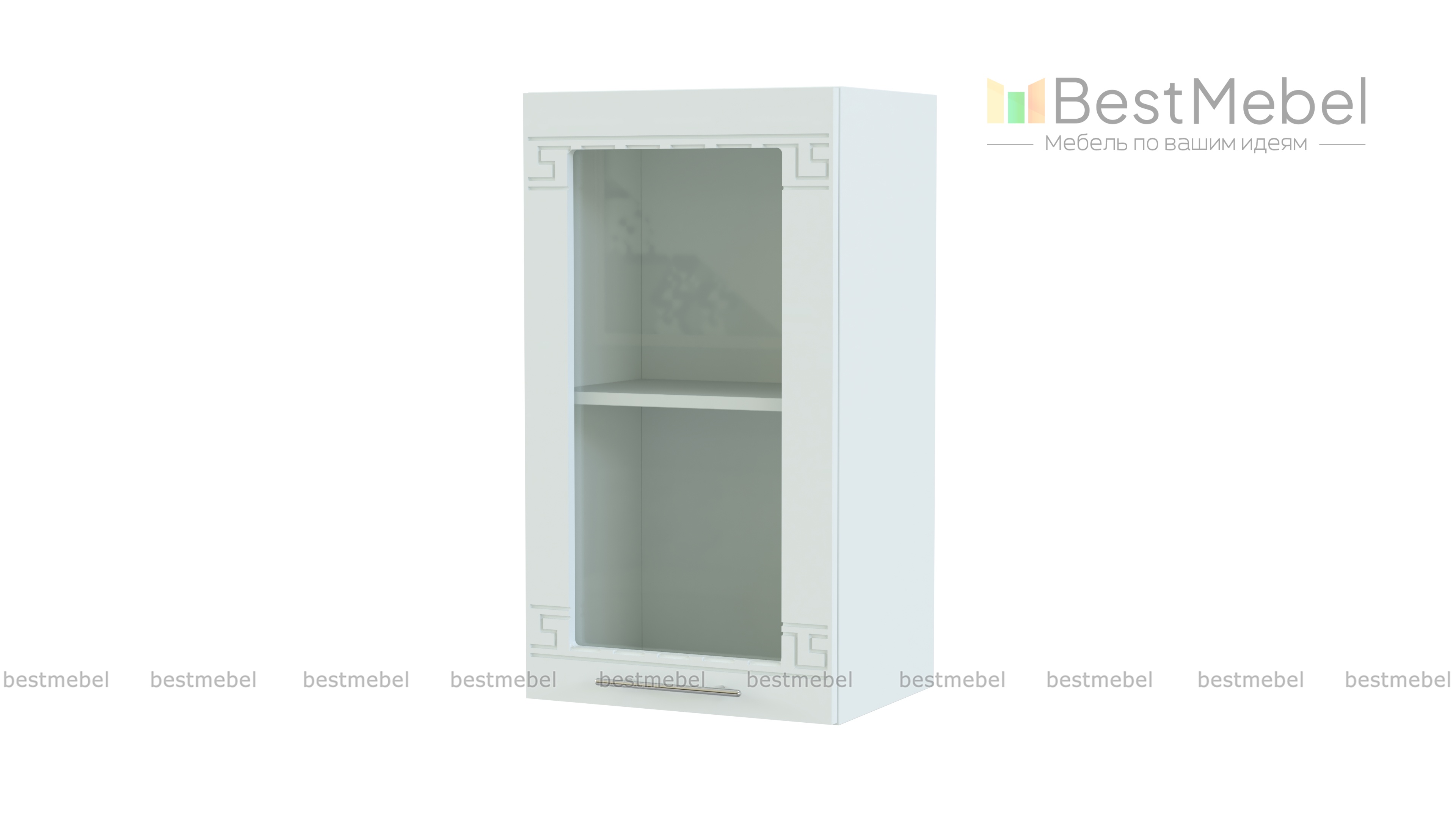 Шкаф навесной со стеклом 1 дверь Греция BMS