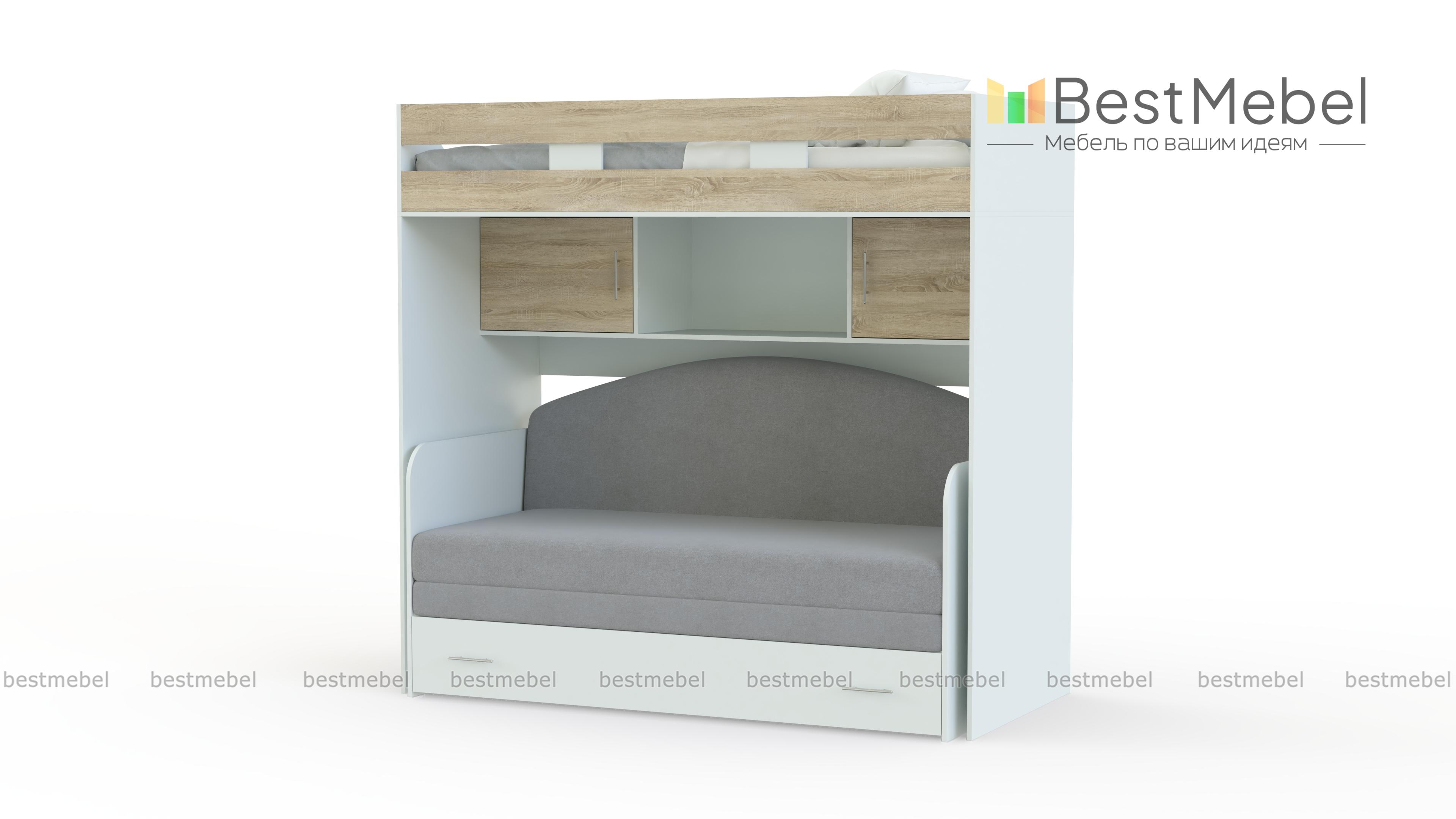 Кровать-чердак с диваном Пума 4 BMS - Фото