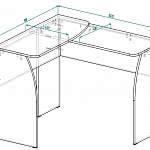 Чертеж Стол угловой Мега BMS