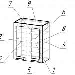 Чертеж Шкаф верхний с 2-мя остекленными дверцами Тетчер BMS