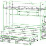 Чертеж Кровать трехъярусная Дора 16 BMS