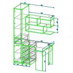Чертеж Угловой компьютерный стол со шкафом Марта 12 BMS