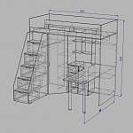 Чертеж Кровать-чердак с рабочей зоной Мираж К21 BMS