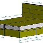 Чертеж Кровать с выдвижными ящиками Домино BMS