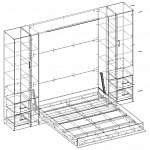 Чертеж Шкаф-кровать с диваном Марта 13 BMS
